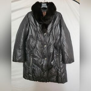 VIASTA By Smowimage Down Puffer Coat/ Jacket w. Brown Fox Fur Collar Size 56/58